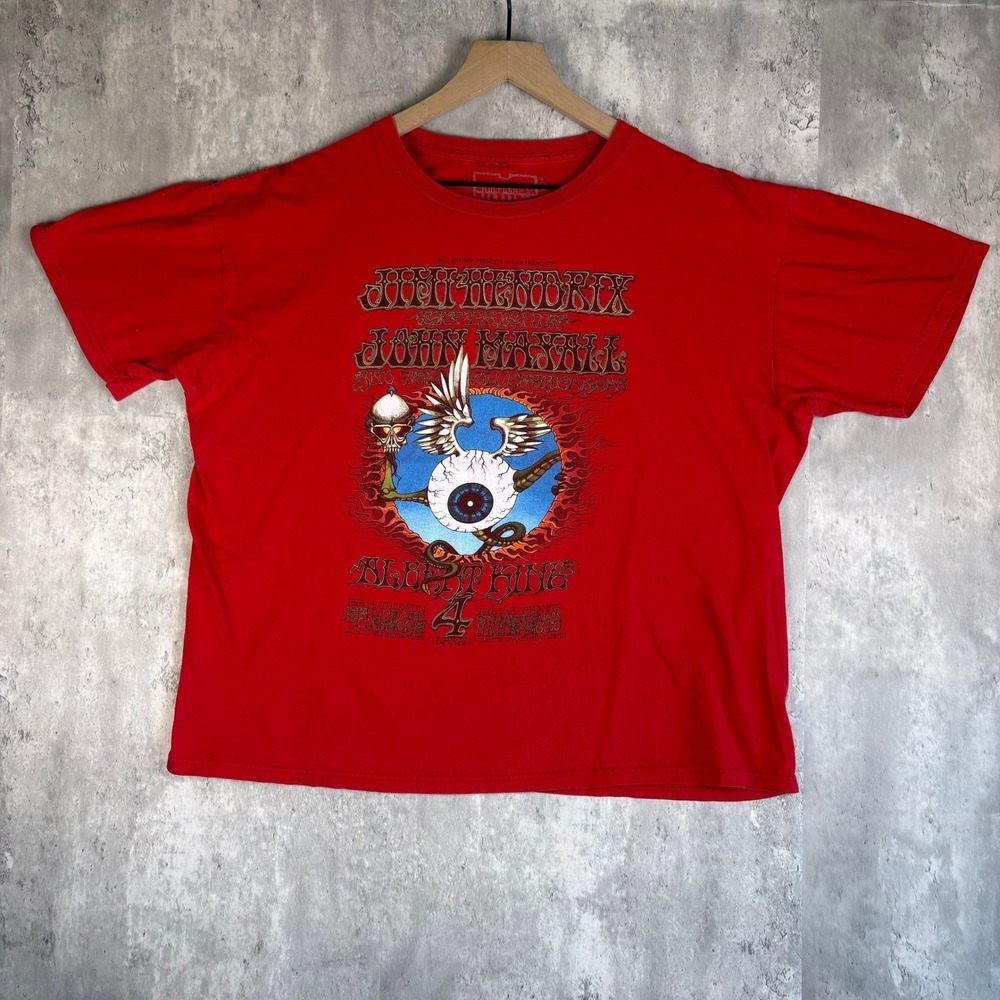 Wolfgang's Vault Jimi Hendrix Rick Griffin Flying Eyeball Red Graphic Tee XL